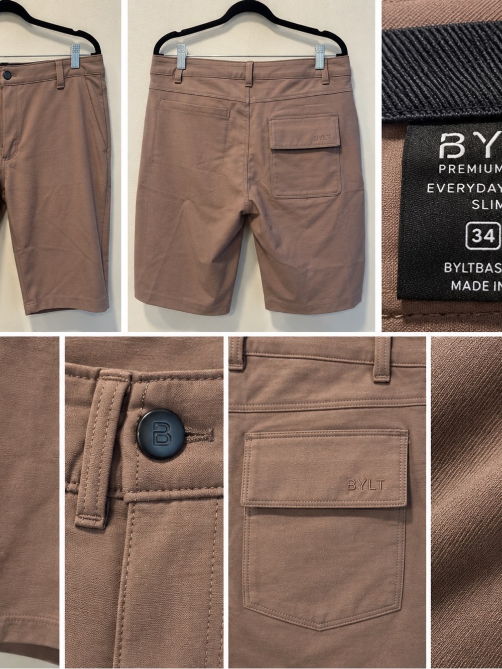 BYLT Basics Slim Everyday Shorts - Brown